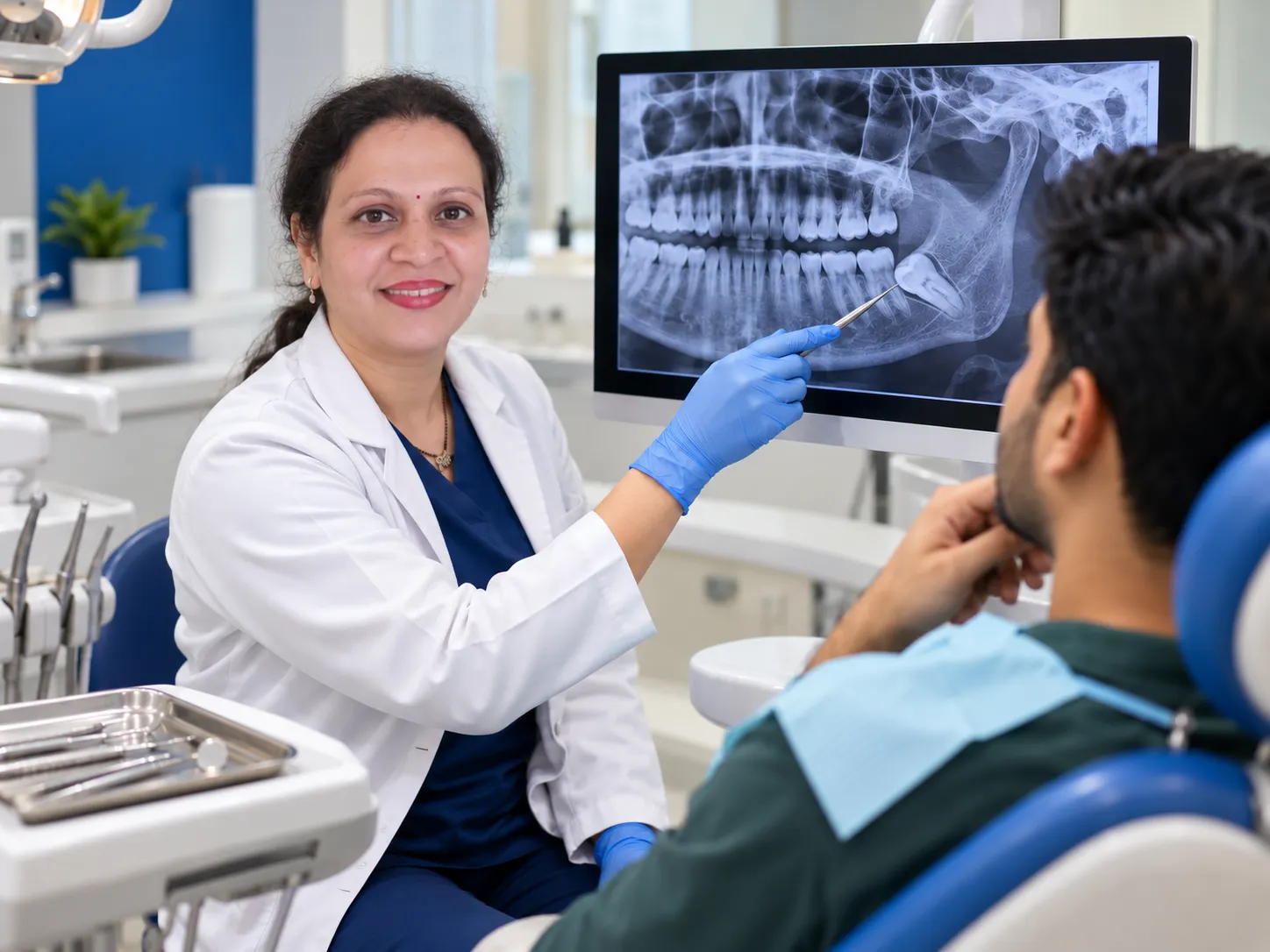 A tooth or root is impacted, retained or difficult to access
